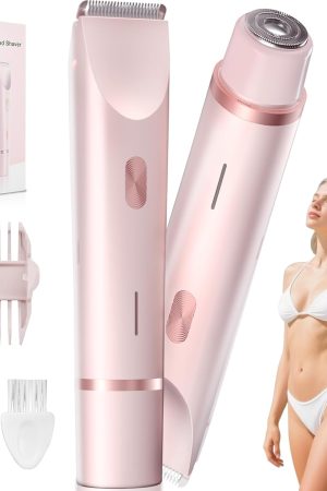 Bikini Trimmer for Women – Gentle Electric Razor for Sensitive Areas, Waterproof USB-C Rechargeable Shaver for Body & Face, Stocking Stuffers Holiday Gift Petal Pink